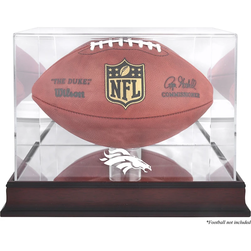 Denver Broncos Mahogany Football Logo Display Case with Mirror Back