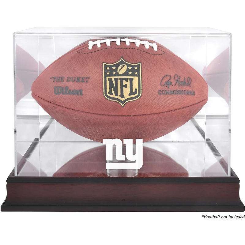 New York Giants Mahogany Football Logo Display Case with Mirror Back