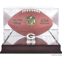 Green Bay Packers Mahogany Football Logo Display Case with Mirror Back