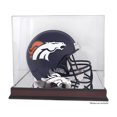 Denver Broncos Mahogany Helmet Logo Display Case with Mirror Back