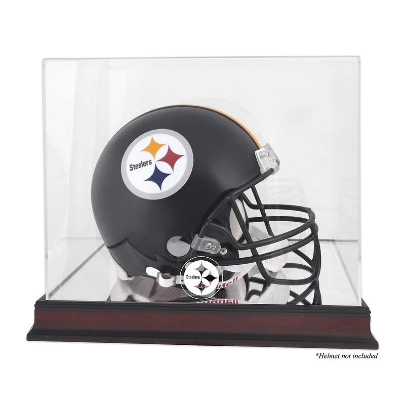 Pittsburgh Steelers Mahogany Helmet Logo Display Case with Mirror Back