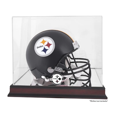 Pittsburgh Steelers Mahogany Helmet Logo Display Case with Mirror Back