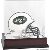 New York Jets Throwback Logo 1998 - 2018 Mahogany Logo Mini Helmet Display Case