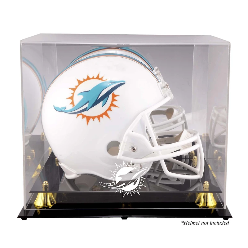 Miami Dolphins (2013-Present) Golden Classic Helmet Display Case with Mirror Back