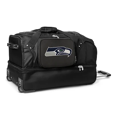MOJO Seattle Seahawks Black 27'' 2-Wheel Drop Bottom Rolling Duffel Bag