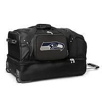 MOJO Seattle Seahawks Black 27'' 2-Wheel Drop Bottom Rolling Duffel Bag