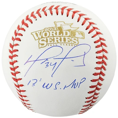 David Ortiz Boston Red Sox Autographed 2013 World Series Logo Baseball with "13 WS MVP" Inscription