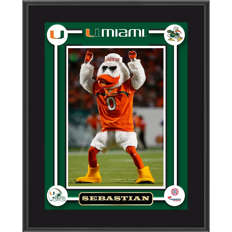 Miami Hurricanes Sebastian Mascot 10.5'' x 13'' Sublimated Plaque