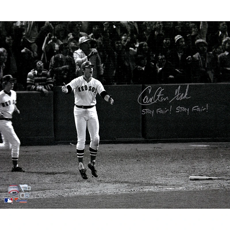 Carlton Fisk Boston Red Sox Autographed 16'' x 20'' Watching HR Photograph with Stay Fair! Stay Fair! Inscription