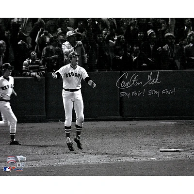 Carlton Fisk Boston Red Sox Autographed 16'' x 20'' Watching HR Photograph with Stay Fair! Stay Fair! Inscription