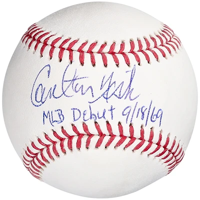 Carlton Fisk Boston Red Sox Autographed Baseball with MLB Debut 9/18/69 Inscription