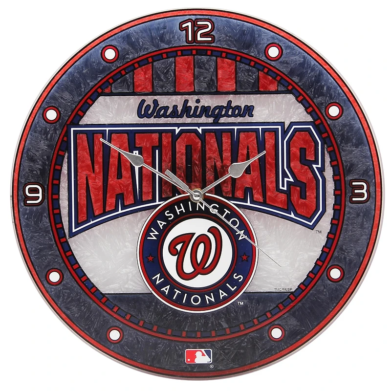 Washington Nationals Art Glass Clock