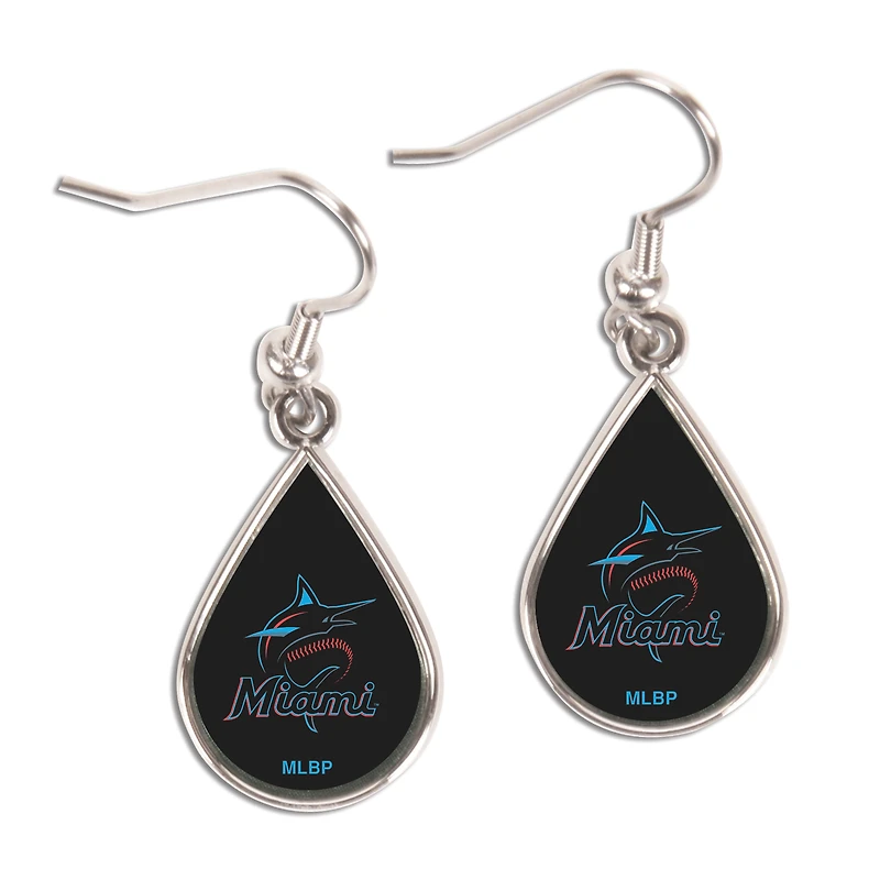 WinCraft Miami Marlins Tear Drop Dangle Earrings