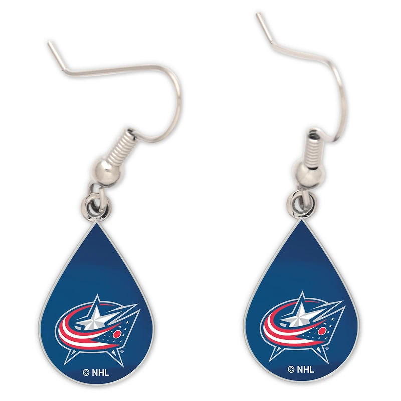 WinCraft Columbus Blue Jackets Tear Drop Dangle Earrings