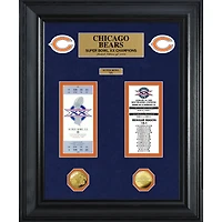 Chicago Bears Super Bowl Ticket and Game Coin Collection Framed