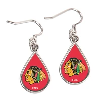 WinCraft Chicago Blackhawks Tear Drop Dangle Earrings