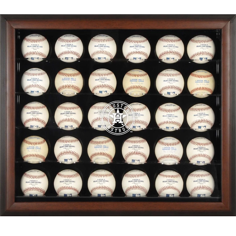 Houston Astros (2013-Present) Logo Brown Framed 30-Ball Logo Display Case