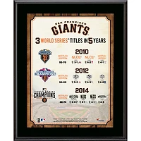 San Francisco Giants 10.5" x 13" 2014 World Series Champions Three Championships in Five Years Plaque
