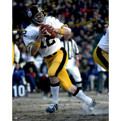 Terry Bradshaw Pittsburgh Steelers Autographed 16'' x 20'' White Jersey Photograph