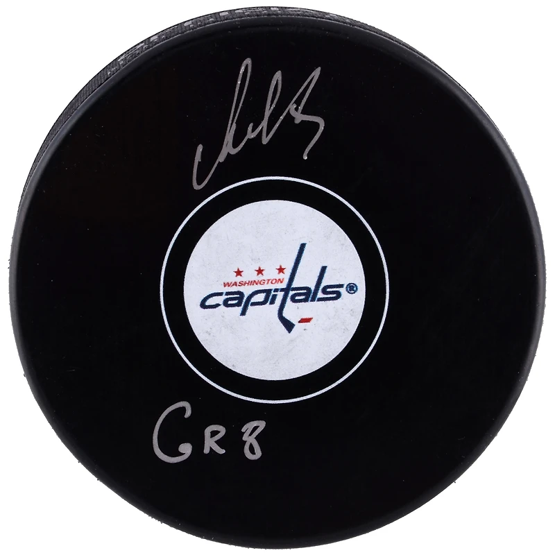 Alex Ovechkin Washington Capitals Autographed Hockey Puck with The "GR8" Inscription