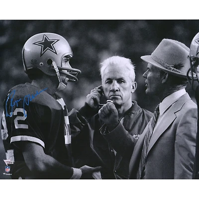 Roger Staubach Dallas Cowboys Autographed 16" x 20" Talking with Tom Landry Photograph