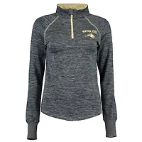 Women's Colosseum Heather Navy Montana State Bobcats Bikram Lightweight Fitted Quarter-Zip Long Sleeve Top