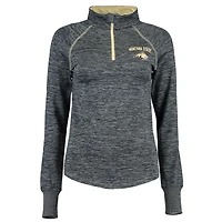 Women's Colosseum Heather Navy Montana State Bobcats Bikram Lightweight Fitted Quarter-Zip Long Sleeve Top