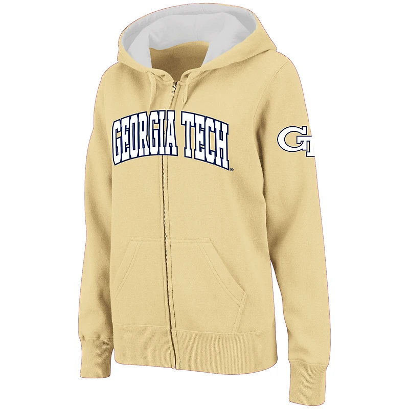 Women's Stadium Athletic Gold Georgia Tech Yellow Jackets Arched Name Full-Zip Hoodie