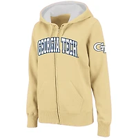 Women's Stadium Athletic Gold Georgia Tech Yellow Jackets Arched Name Full-Zip Hoodie