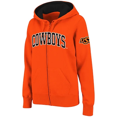 Women's Stadium Athletic Orange Oklahoma State Cowboys Arched Name Full-Zip Hoodie