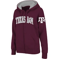 Women's Stadium Athletic Maroon Texas A&M Aggies Arched Name Full-Zip Hoodie