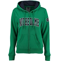 Women's Stadium Athletic Kelly Green Notre Dame Fighting Irish Arched Name Full-Zip Hoodie