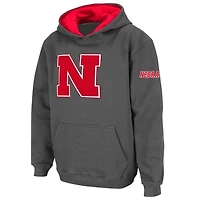 Youth Stadium Athletic Charcoal Nebraska Huskers Big Logo Pullover Hoodie
