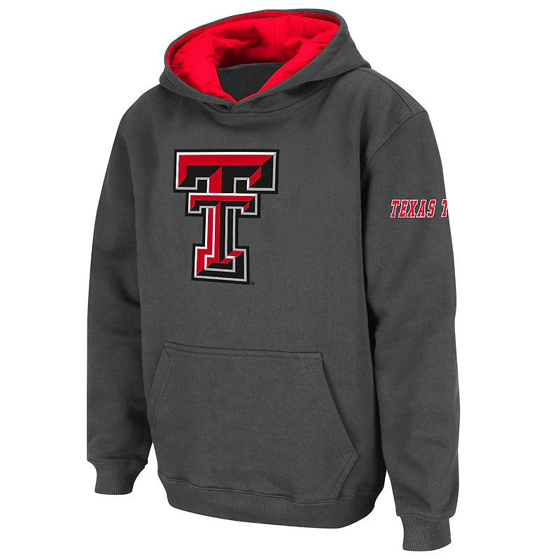 Youth Stadium Athletic Charcoal Texas Tech Red Raiders Big Logo Pullover Hoodie