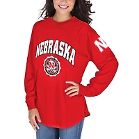 Women's Pressbox Red Nebraska Huskers Edith Long Sleeve Oversized Top