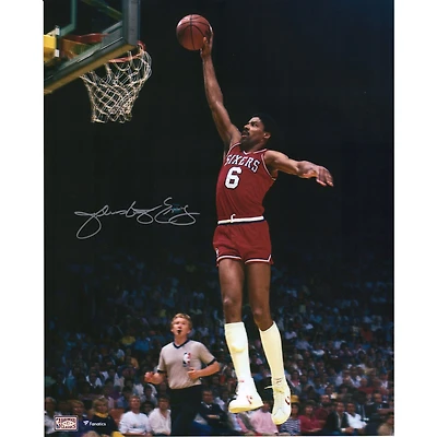 Julius Erving Philadelphia 76ers Autographed 16'' x 20'' Dunking with Red Jersey Photograph