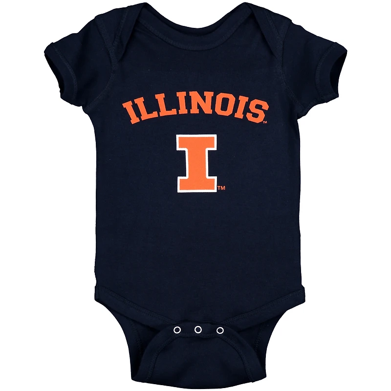 Infant Navy Illinois Fighting Illini Arch & Logo Bodysuit