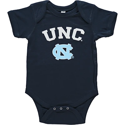Infant Navy North Carolina Tar Heels Arch & Logo Bodysuit
