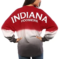 Women's Crimson Indiana Hoosiers Ombre Long Sleeve Dip-Dyed Spirit Jersey