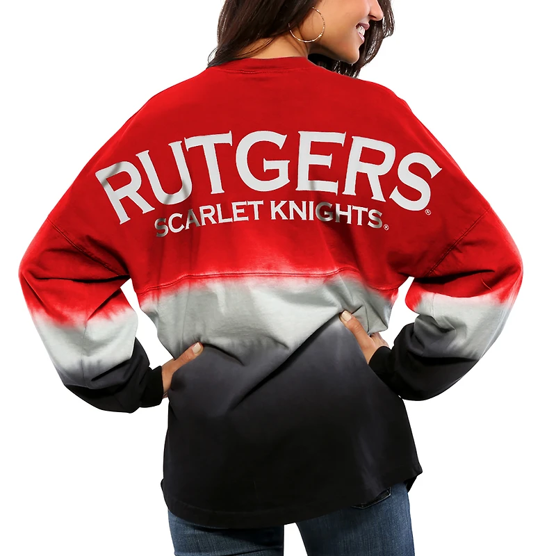 Women's Scarlet Rutgers Scarlet Knights Ombre Long Sleeve Dip-Dyed Spirit Jersey