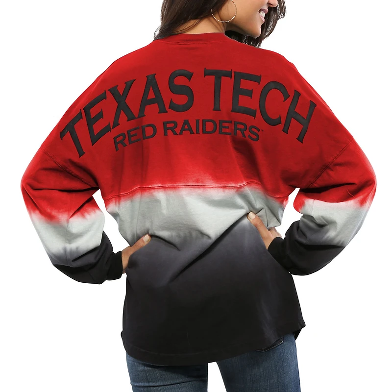 Women's Red Texas Tech Red Raiders Ombre Long Sleeve Dip-Dyed Spirit Jersey