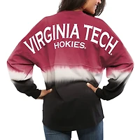 Women's Maroon Virginia Tech Hokies Ombre Long Sleeve Dip-Dyed Spirit Jersey