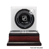 New York Islanders Mahogany Hockey Puck Logo Display Case