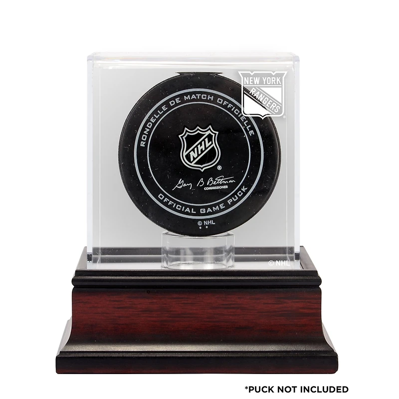 New York Rangers Mahogany Hockey Puck Logo Display Case