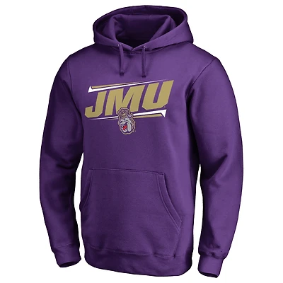 Men's Purple James Madison Dukes Double Bar Pullover Hoodie
