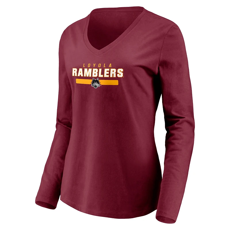Women's Maroon Loyola Chicago Ramblers Team Strong Long Sleeve T-Shirt