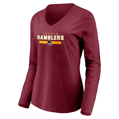 Women's Maroon Loyola Chicago Ramblers Team Strong Long Sleeve T-Shirt