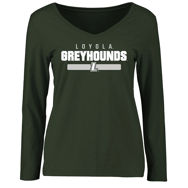 Women's Green Loyola College Maryland Greyhounds Team Strong Long Sleeve T-Shirt