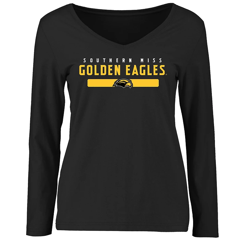 Women's Black Southern Miss Golden Eagles Team Strong Long Sleeve T-Shirt