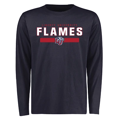 Men's Navy Liberty Flames Team Strong Long Sleeve T-Shirt
